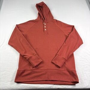 The Normal Brand Hoodie Mens Large‎ Orange Henley Pullover Sweatshirt